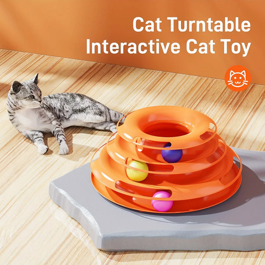 Cat Four Layer Turntable Toy Educational Play Track Tower